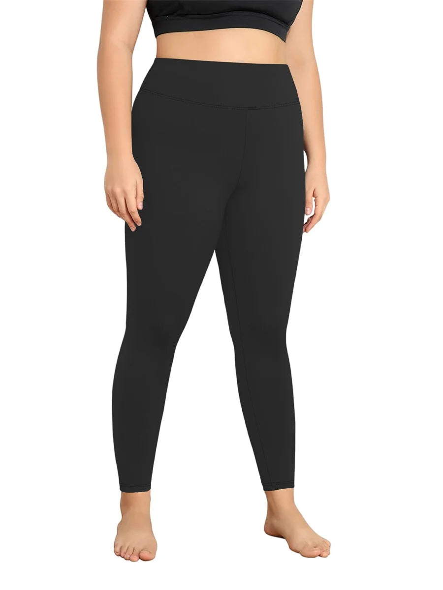 High Waist Yoga Leggings Plus Size Solid Color